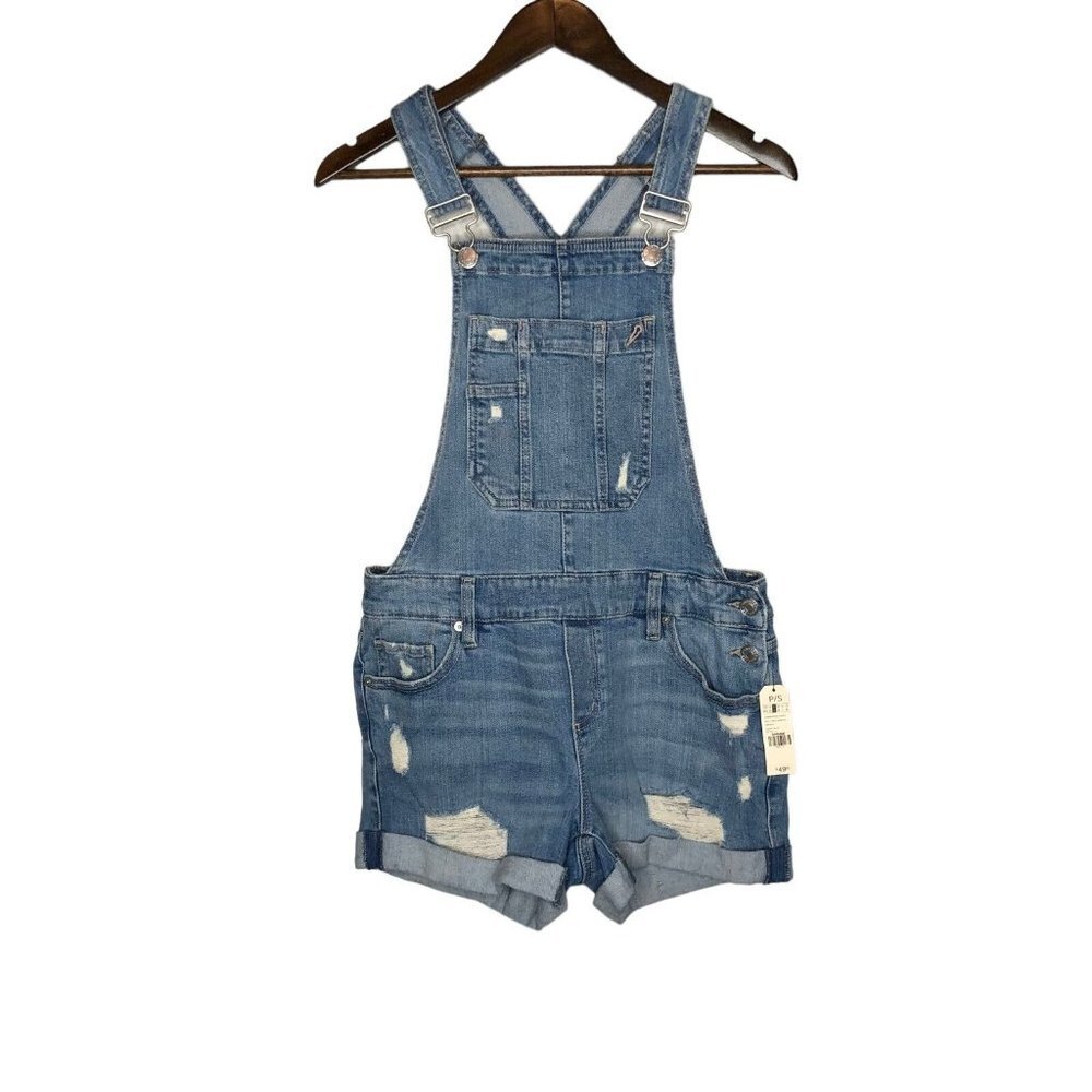 Garage NWT Peek-A-Boo Sunset Blue Denim Shortall Overalls Size Small S/P
